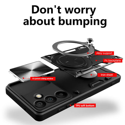 Samsung Galaxy A16 5G Magnetic Holder CD Texture Sliding Camshield Phone Case, TPU PC Shockproof Cover