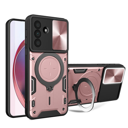 Samsung Galaxy A36 5G Magnetic Holder CD Texture Sliding Camshield Phone Case, TPU PC Shockproof Cover