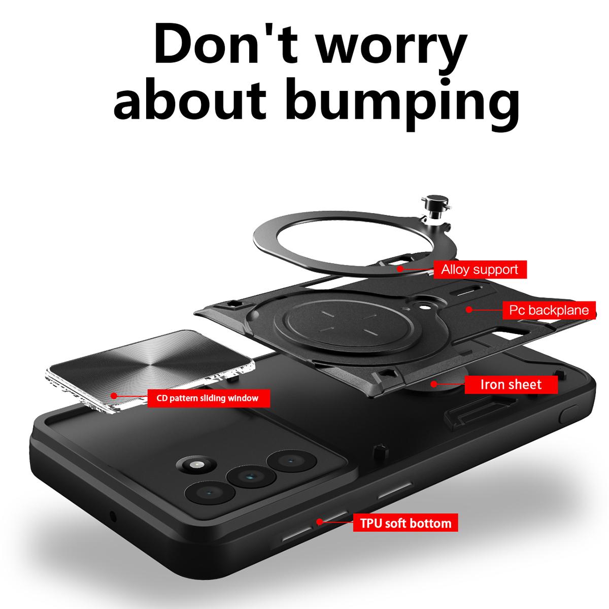 Samsung Galaxy A36 5G Magnetic Holder CD Texture Sliding Camshield Phone Case, TPU PC Shockproof Cover