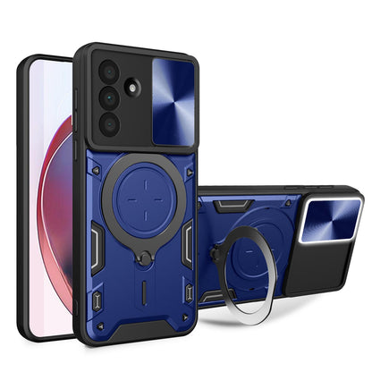 Samsung Galaxy A36 5G Magnetic Holder CD Texture Sliding Camshield Phone Case, TPU PC Shockproof Cover