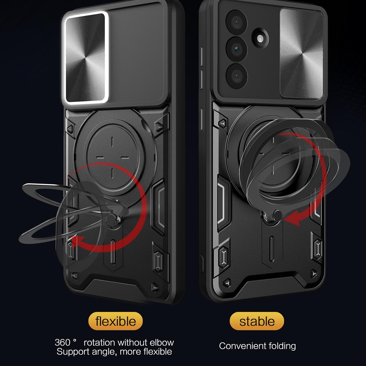 Samsung Galaxy A36 5G Magnetic Holder CD Texture Sliding Camshield Phone Case, TPU PC Shockproof Cover