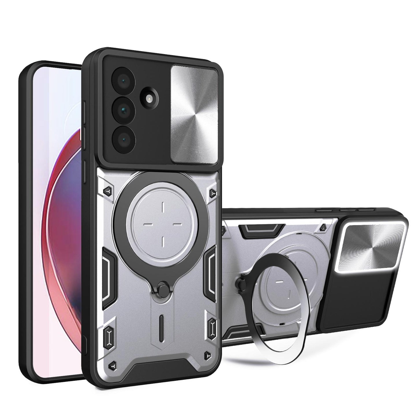 Samsung Galaxy A36 5G Magnetic Holder CD Texture Sliding Camshield Phone Case, TPU PC Shockproof Cover