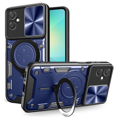 Samsung Galaxy A06 5G Magnetic Holder CD Texture Sliding Camshield Phone Case, TPU PC Shockproof Cover