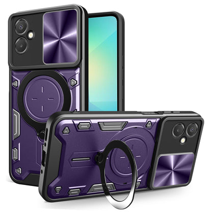 Samsung Galaxy A06 5G Magnetic Holder CD Texture Sliding Camshield Phone Case, TPU PC Shockproof Cover