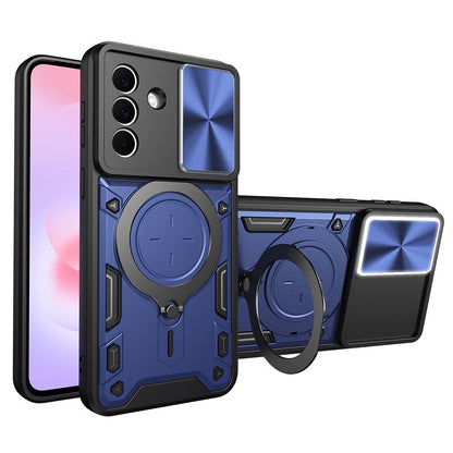 Samsung Galaxy A37 5G Magnetic Holder CD Texture Sliding Camshield Phone Case, TPU PC Shockproof Cover