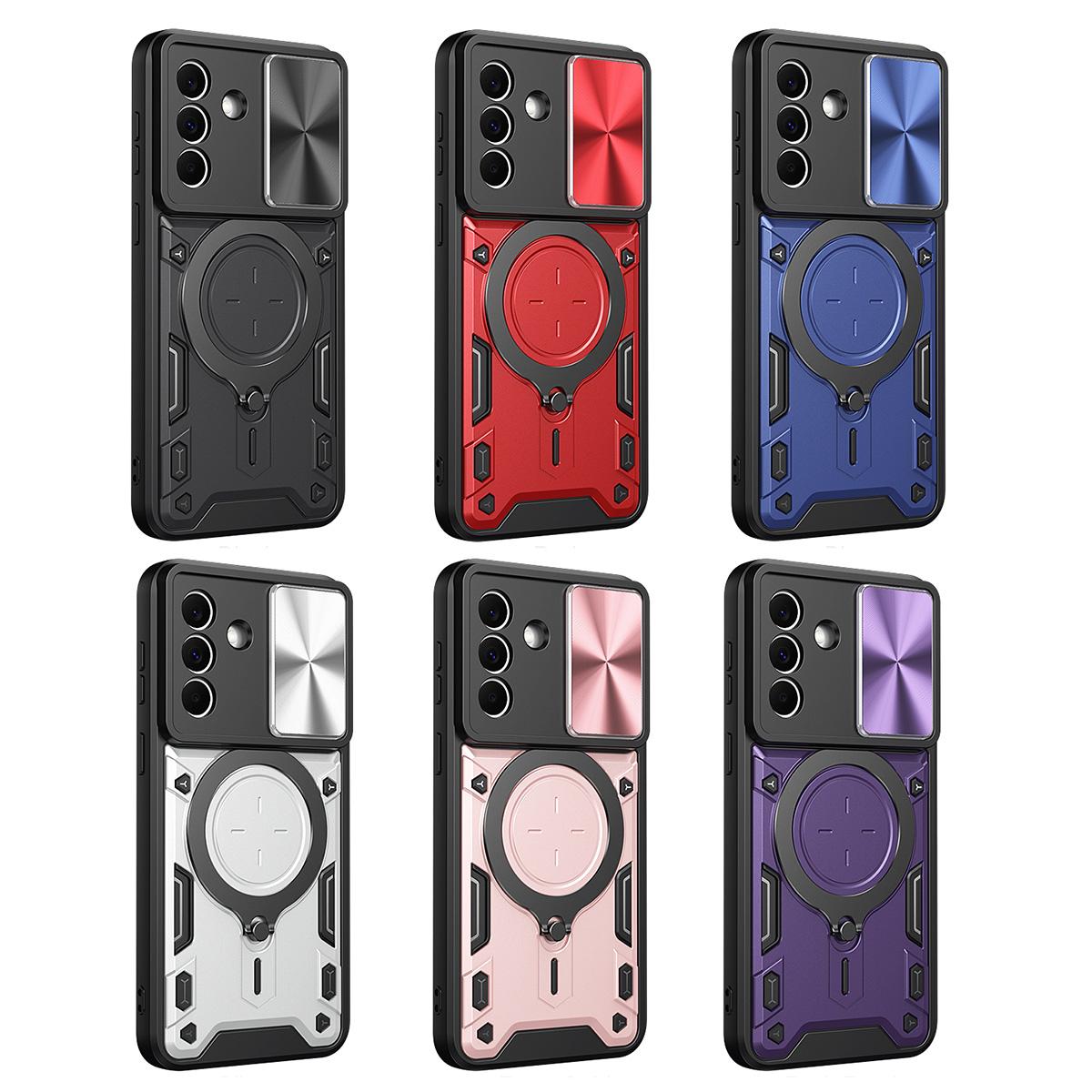 Samsung Galaxy A37 5G Magnetic Holder CD Texture Sliding Camshield Phone Case, TPU PC Shockproof Cover