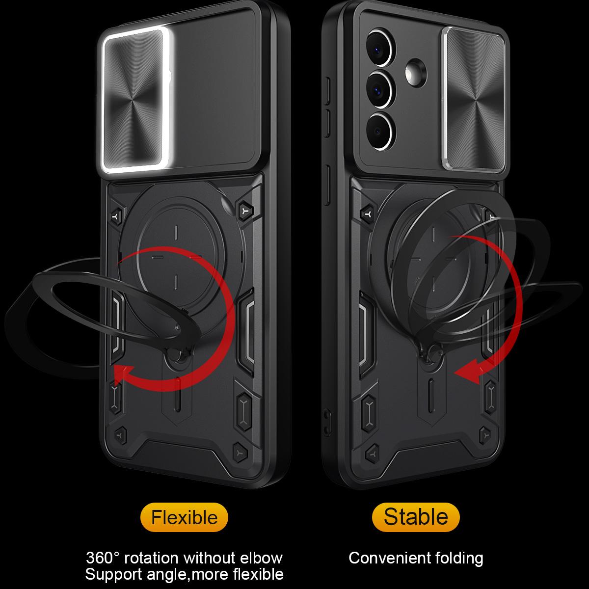 Samsung Galaxy A37 5G Magnetic Holder CD Texture Sliding Camshield Phone Case, TPU PC Shockproof Cover