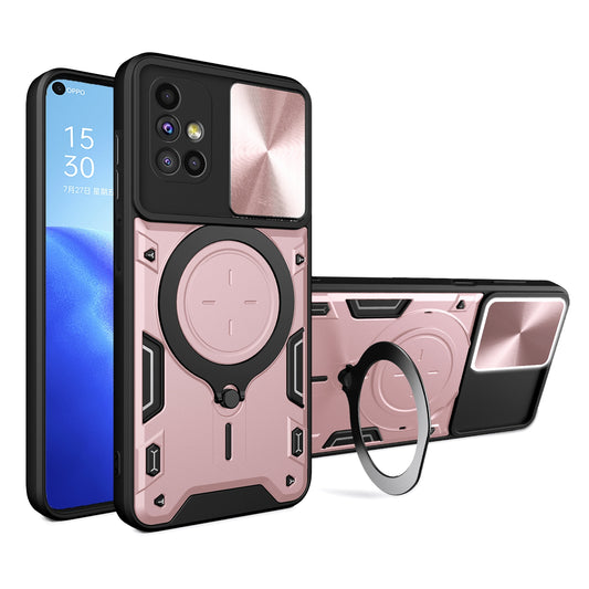 Samsung Galaxy M51 Magnetic Holder CD Texture Sliding Camshield Phone Case, TPU PC Shockproof Cover