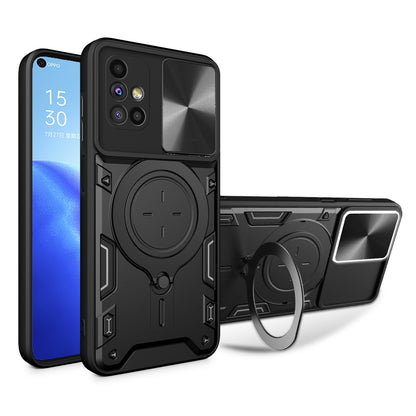Samsung Galaxy M51 Magnetic Holder CD Texture Sliding Camshield Phone Case, TPU PC Shockproof Cover