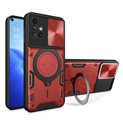 Samsung Galaxy M51 Magnetic Holder CD Texture Sliding Camshield Phone Case, TPU PC Shockproof Cover