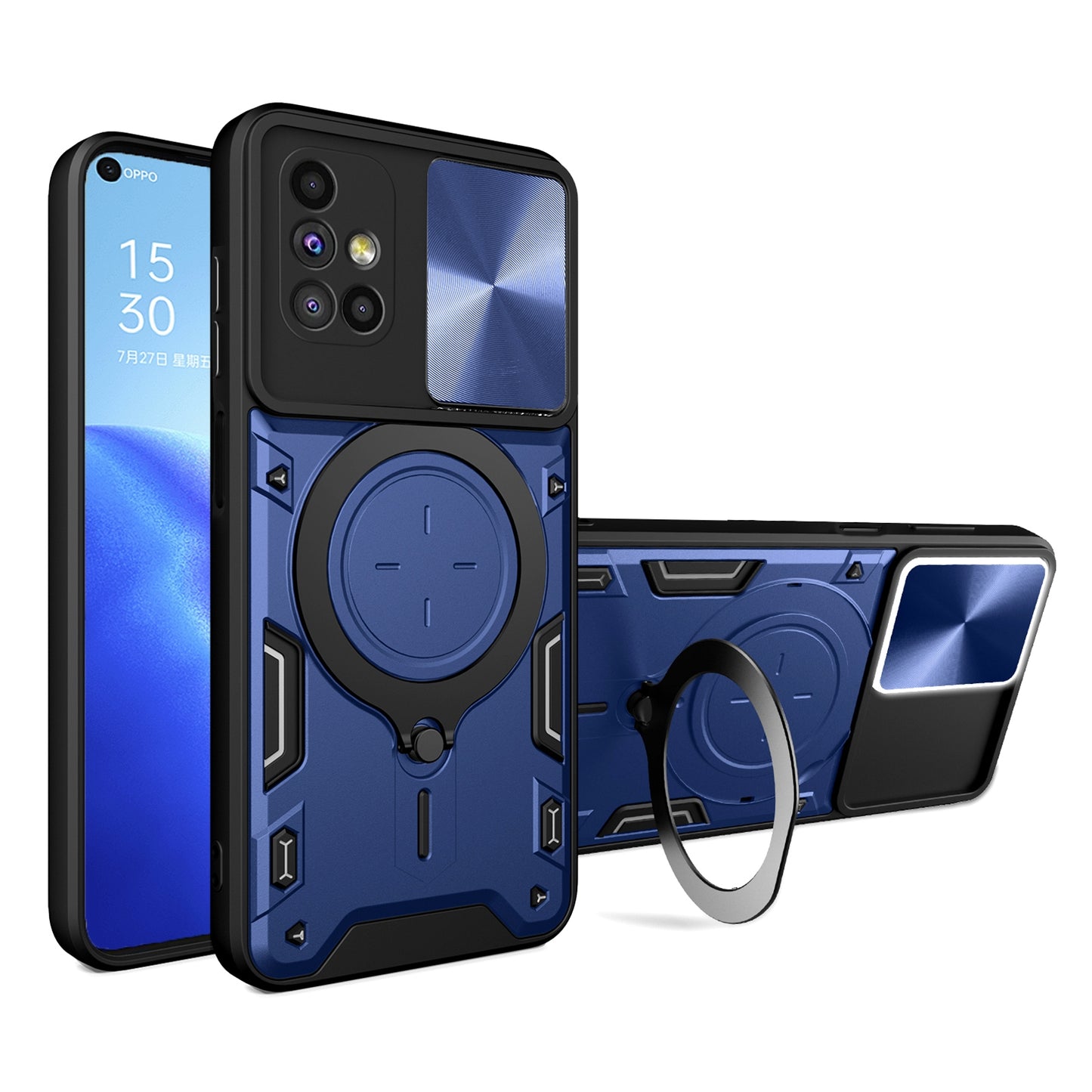 Samsung Galaxy M51 Magnetic Holder CD Texture Sliding Camshield Phone Case, TPU PC Shockproof Cover