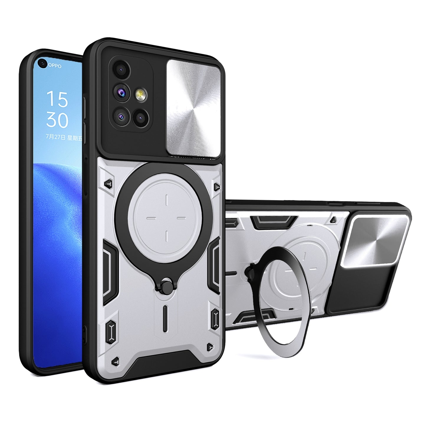 Samsung Galaxy M51 Magnetic Holder CD Texture Sliding Camshield Phone Case, TPU PC Shockproof Cover