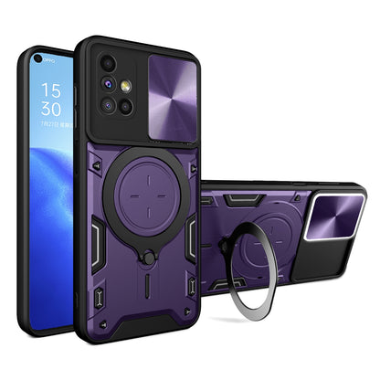 Samsung Galaxy M51 Magnetic Holder CD Texture Sliding Camshield Phone Case, TPU PC Shockproof Cover