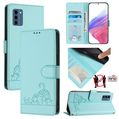 Nokia C300 Cat & Rat Embossed RFID Leather Case, Lanyard, Wallet, Card Slots, Kickstand, Anti-Fall, Scratch-Resistant