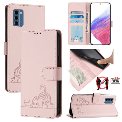 Nokia C300 Cat & Rat Embossed RFID Leather Case, Lanyard, Wallet, Card Slots, Kickstand, Anti-Fall, Scratch-Resistant