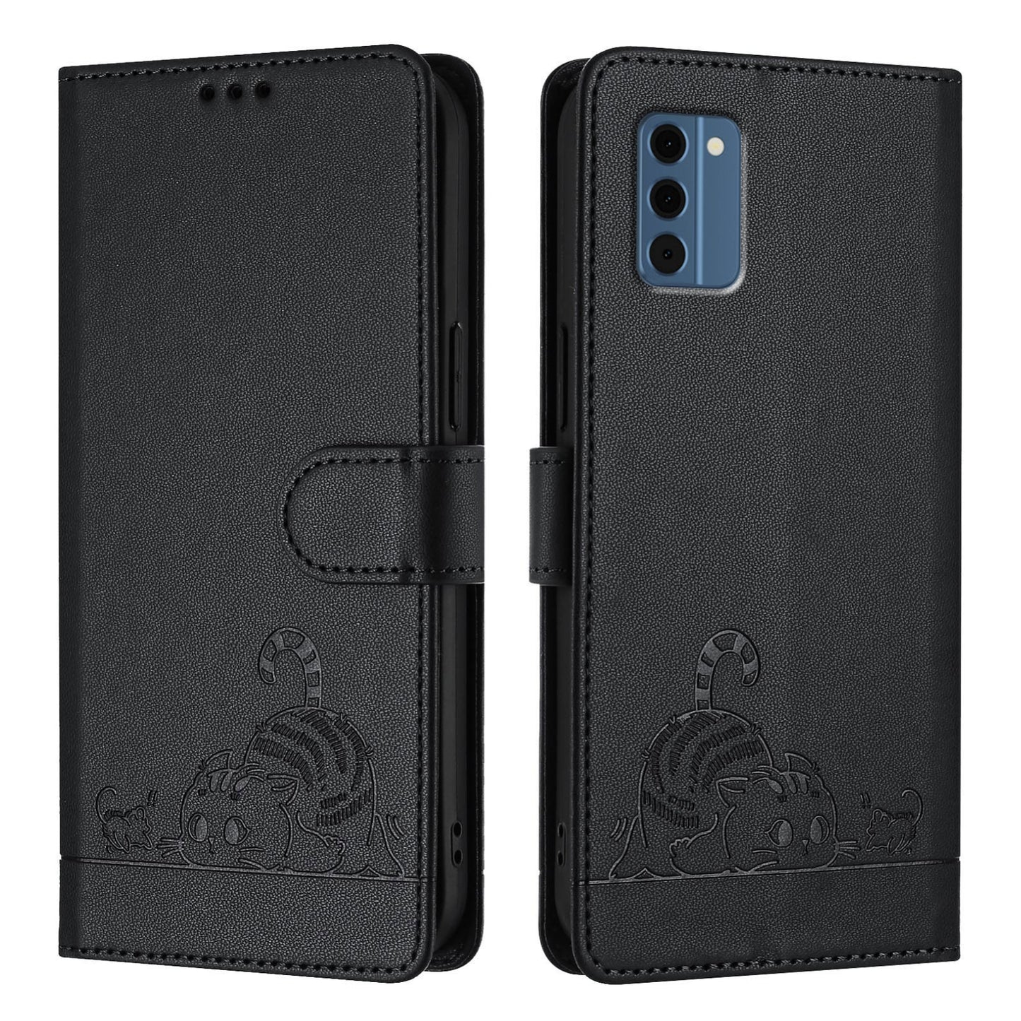 Nokia C300 Cat & Rat Embossed RFID Leather Case, Lanyard, Wallet, Card Slots, Kickstand, Anti-Fall, Scratch-Resistant