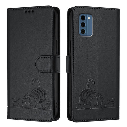 Nokia C300 Cat & Rat Embossed RFID Leather Case, Lanyard, Wallet, Card Slots, Kickstand, Anti-Fall, Scratch-Resistant