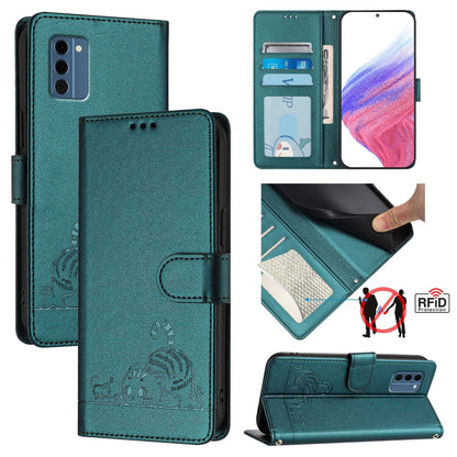 Nokia C300 Cat & Rat Embossed RFID Leather Case, Lanyard, Wallet, Card Slots, Kickstand, Anti-Fall, Scratch-Resistant