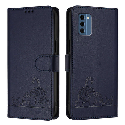 Nokia C300 Cat & Rat Embossed RFID Leather Case, Lanyard, Wallet, Card Slots, Kickstand, Anti-Fall, Scratch-Resistant