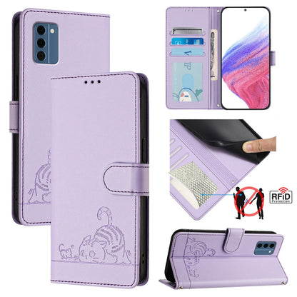 Nokia C300 Cat & Rat Embossed RFID Leather Case, Lanyard, Wallet, Card Slots, Kickstand, Anti-Fall, Scratch-Resistant