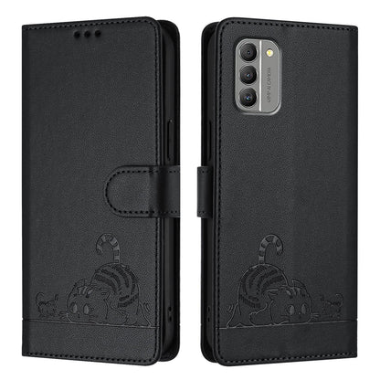 Nokia G400 Cat & Rat Embossed RFID Leather Case, Lanyard, Wallet, Card Slots, Kickstand, Anti-Fall, Scratch-Resistant