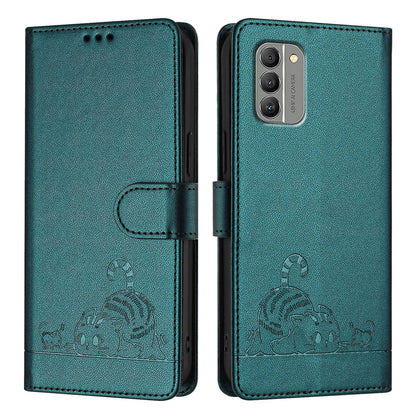 Nokia G400 Cat & Rat Embossed RFID Leather Case, Lanyard, Wallet, Card Slots, Kickstand, Anti-Fall, Scratch-Resistant