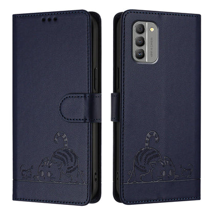 Nokia G400 Cat & Rat Embossed RFID Leather Case, Lanyard, Wallet, Card Slots, Kickstand, Anti-Fall, Scratch-Resistant