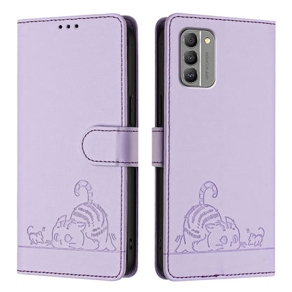 Nokia G400 Cat & Rat Embossed RFID Leather Case, Lanyard, Wallet, Card Slots, Kickstand, Anti-Fall, Scratch-Resistant