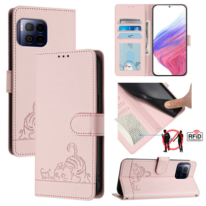 T-Mobile REVVL 7 Pro 5G Cat & Rat Embossed RFID Leather Case, Lanyard, Wallet, Card Slots, Kickstand, Anti-Fall, Scratch-Resistant