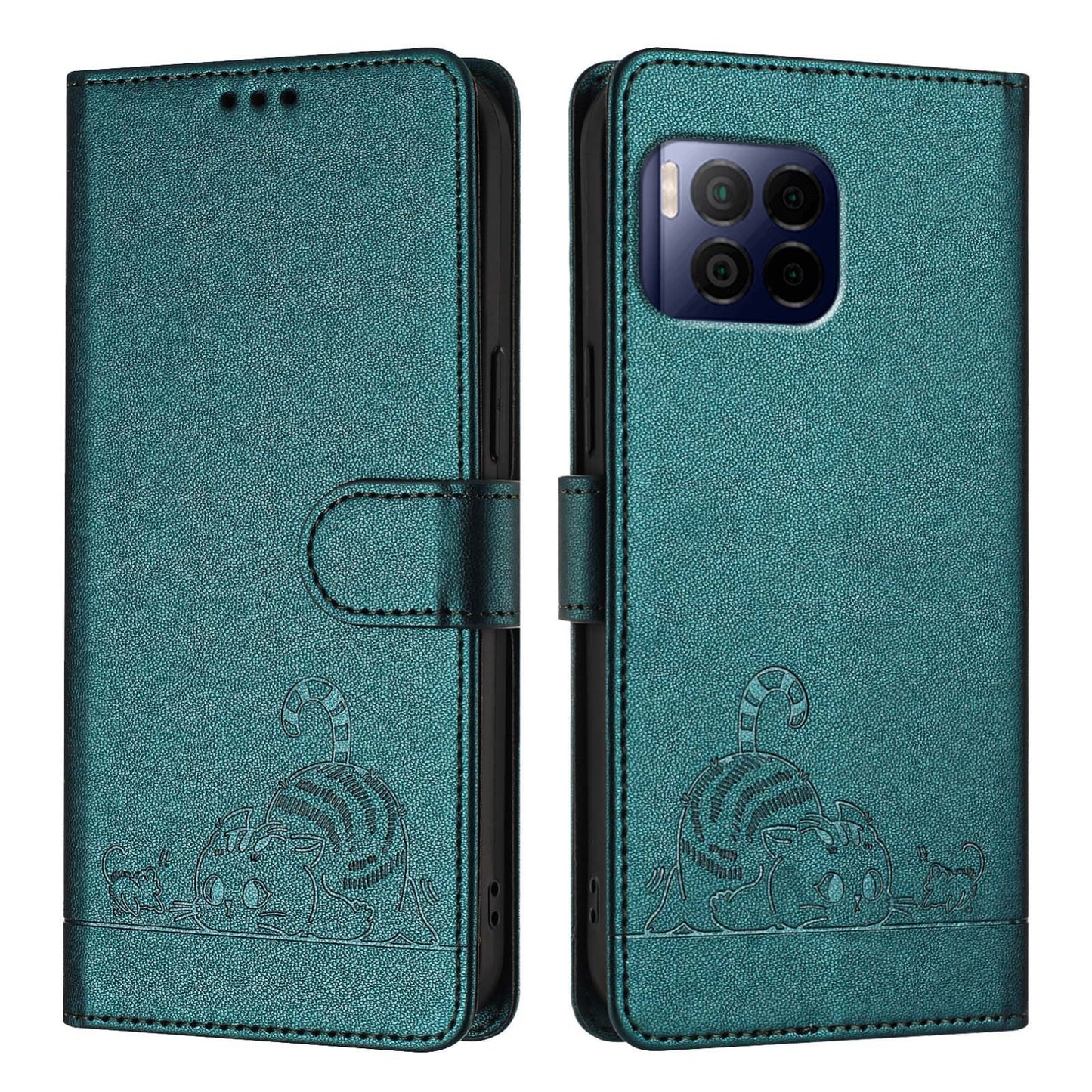 T-Mobile REVVL 7 Pro 5G Cat & Rat Embossed RFID Leather Case, Lanyard, Wallet, Card Slots, Kickstand, Anti-Fall, Scratch-Resistant