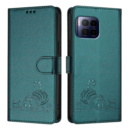 T-Mobile REVVL 7 Pro 5G Cat & Rat Embossed RFID Leather Case, Lanyard, Wallet, Card Slots, Kickstand, Anti-Fall, Scratch-Resistant