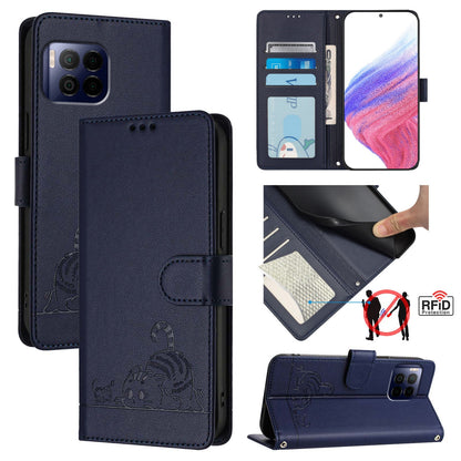 T-Mobile REVVL 7 Pro 5G Cat & Rat Embossed RFID Leather Case, Lanyard, Wallet, Card Slots, Kickstand, Anti-Fall, Scratch-Resistant