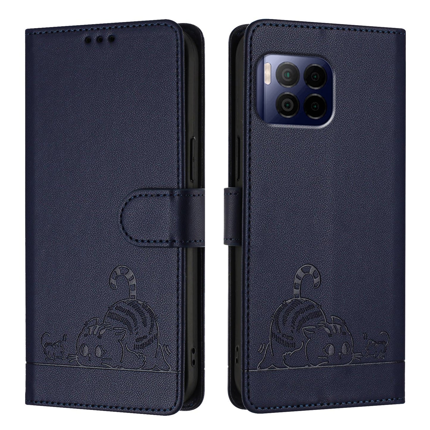 T-Mobile REVVL 7 Pro 5G Cat & Rat Embossed RFID Leather Case, Lanyard, Wallet, Card Slots, Kickstand, Anti-Fall, Scratch-Resistant