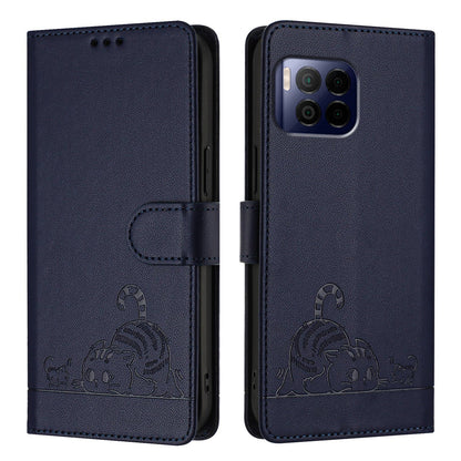 T-Mobile REVVL 7 Pro 5G Cat & Rat Embossed RFID Leather Case, Lanyard, Wallet, Card Slots, Kickstand, Anti-Fall, Scratch-Resistant