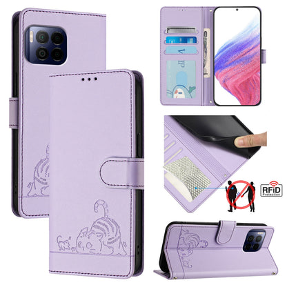 T-Mobile REVVL 7 Pro 5G Cat & Rat Embossed RFID Leather Case, Lanyard, Wallet, Card Slots, Kickstand, Anti-Fall, Scratch-Resistant