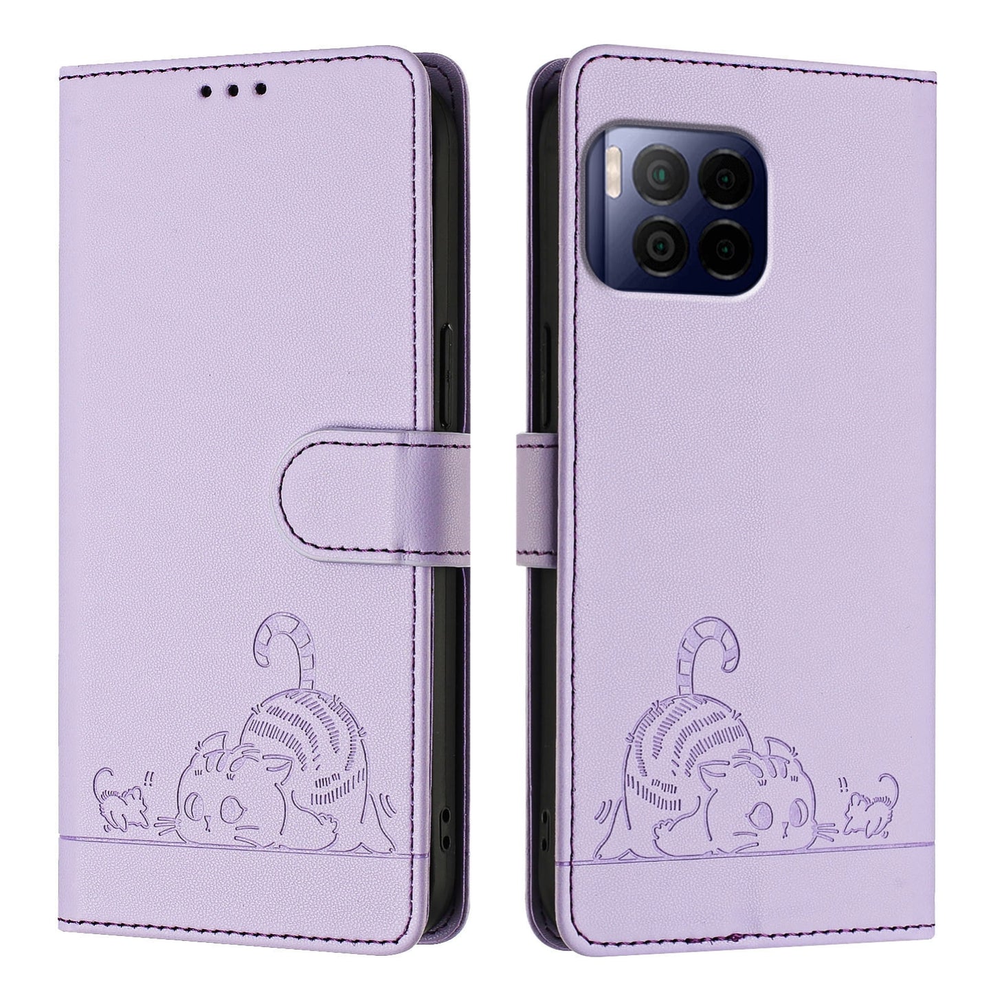 T-Mobile REVVL 7 Pro 5G Cat & Rat Embossed RFID Leather Case, Lanyard, Wallet, Card Slots, Kickstand, Anti-Fall, Scratch-Resistant