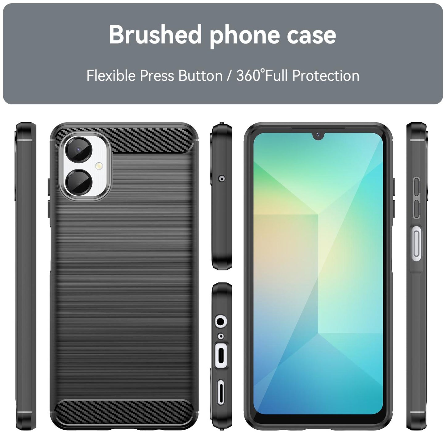 Samsung Galaxy A06 5G Carbon Fibre Brushed Texture TPU Protective Phone Case Shockproof Slim Cover
