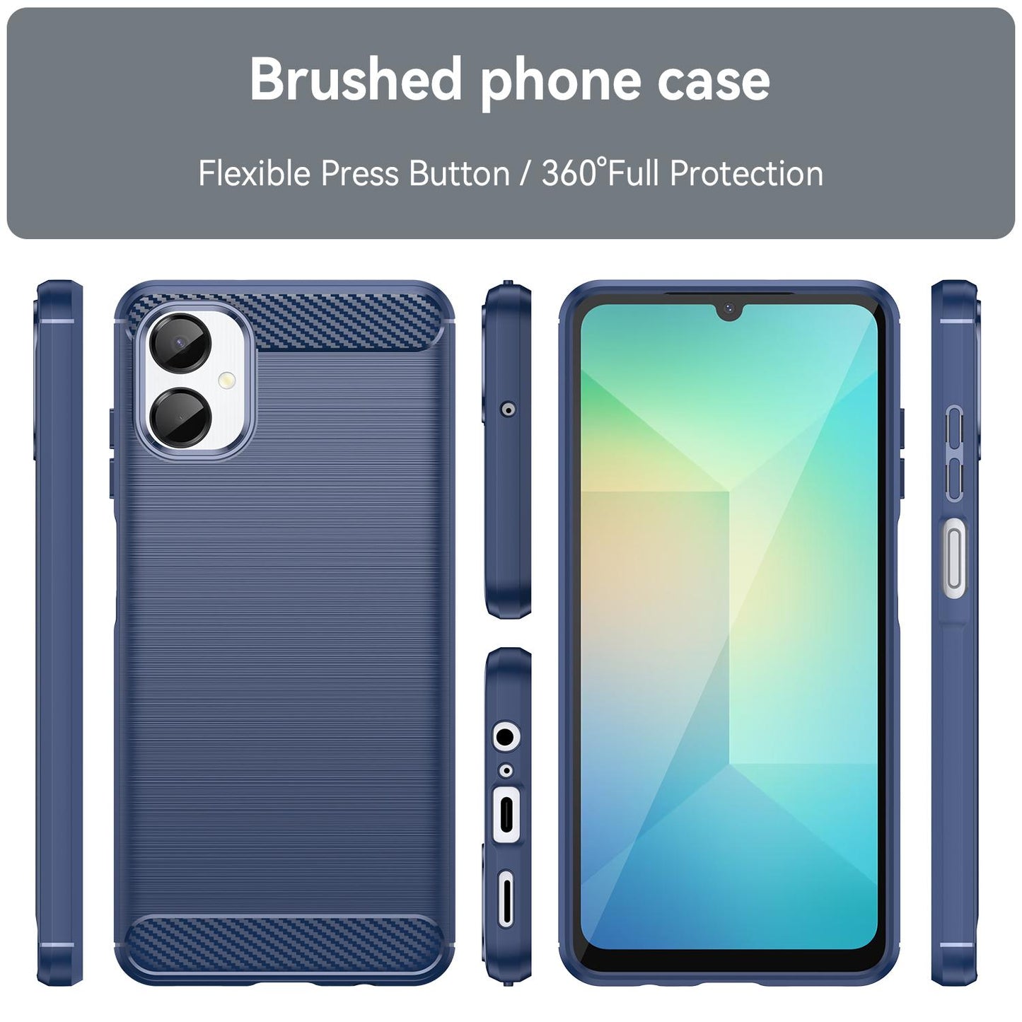 Samsung Galaxy A06 5G Carbon Fiber Brushed Texture TPU Protective Phone Case Shockproof Slim Cover