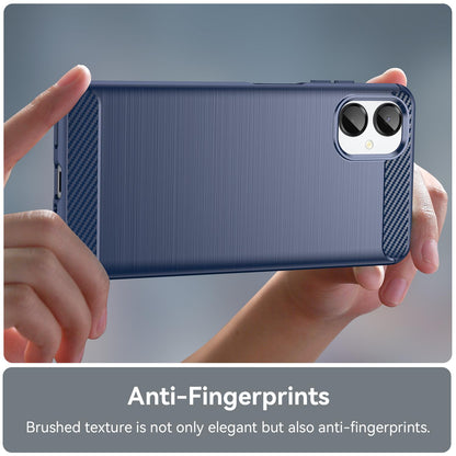 Samsung Galaxy A06 5G Carbon Fiber Brushed Texture TPU Protective Phone Case Shockproof Slim Cover