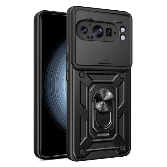 Google Pixel 9 Pro XL Sliding Camera Cover Magnetic Ring Stand Shockproof TPU + PC Protective Phone Case