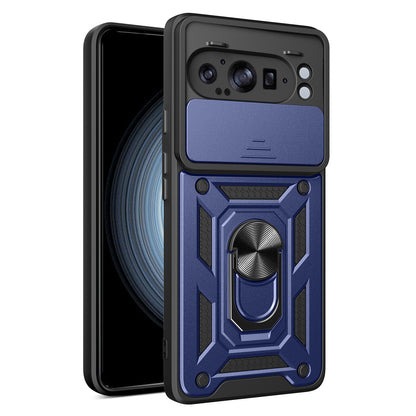 Google Pixel 9 Pro XL Sliding Camera Cover Magnetic Ring Stand Shockproof TPU + PC Protective Phone Case
