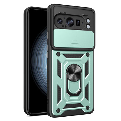 Google Pixel 9 Pro XL Sliding Camera Cover Magnetic Ring Stand Shockproof TPU + PC Protective Phone Case