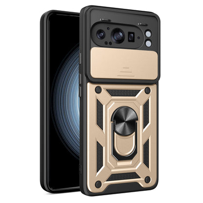 Google Pixel 9 Pro XL Sliding Camera Cover Magnetic Ring Stand Shockproof TPU + PC Protective Phone Case