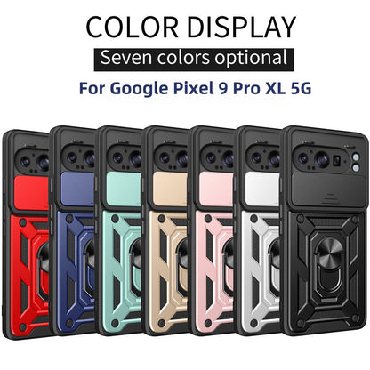 Google Pixel 9 Pro XL Sliding Camera Cover Magnetic Ring Stand Shockproof TPU + PC Protective Phone Case