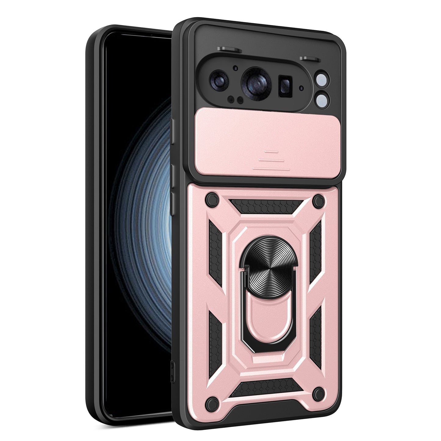 Google Pixel 9 Pro XL Sliding Camera Cover Magnetic Ring Stand Shockproof TPU + PC Protective Phone Case