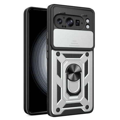 Google Pixel 9 Pro XL Sliding Camera Cover Magnetic Ring Stand Shockproof TPU + PC Protective Phone Case
