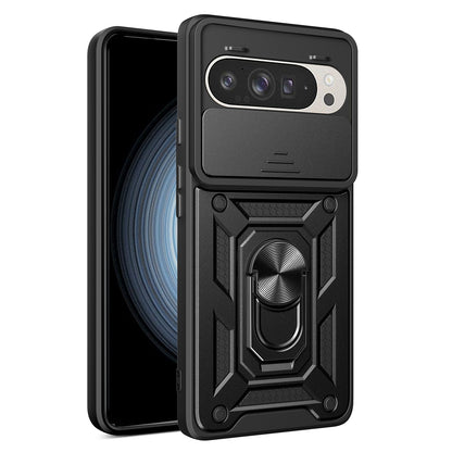 Google Pixel 9 Sliding Camera Cover Magnetic Ring Stand Shockproof TPU + PC Protective Phone Case