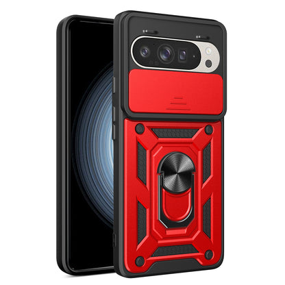 Google Pixel 9 Pro Sliding Camera Cover Magnetic Ring Stand Shockproof TPU + PC Protective Phone Case