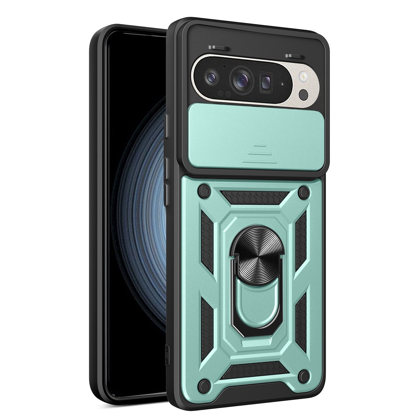 Google Pixel 9 Sliding Camera Cover Magnetic Ring Stand Shockproof TPU + PC Protective Phone Case