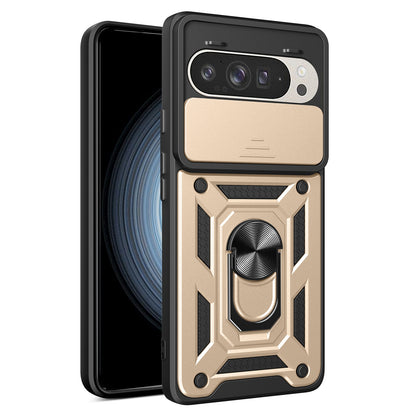 Google Pixel 9 Sliding Camera Cover Magnetic Ring Stand Shockproof TPU + PC Protective Phone Case